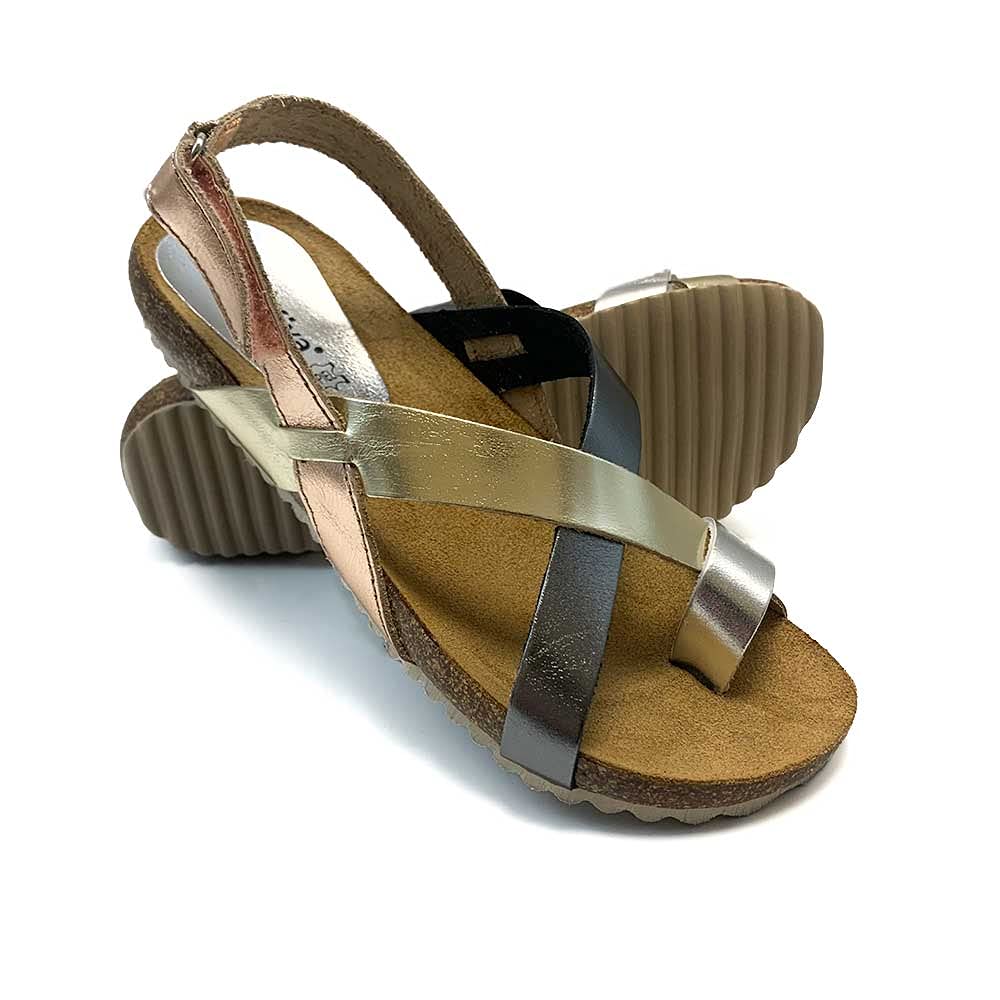 Sapatisimos – Women's Open Toe Dress Sandals Flat Comfortable Summer Adjustable Velcro Toe Sandals Organic Leather Velcro Shoes