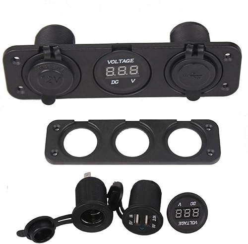 Miniatura 7 de KATUR USB Socket Splitter Motor Voltímetro Digital 3 Agujeros Panel de AlimentaciónDual USB Electrónica de Coche Encendedor de cigarrillos