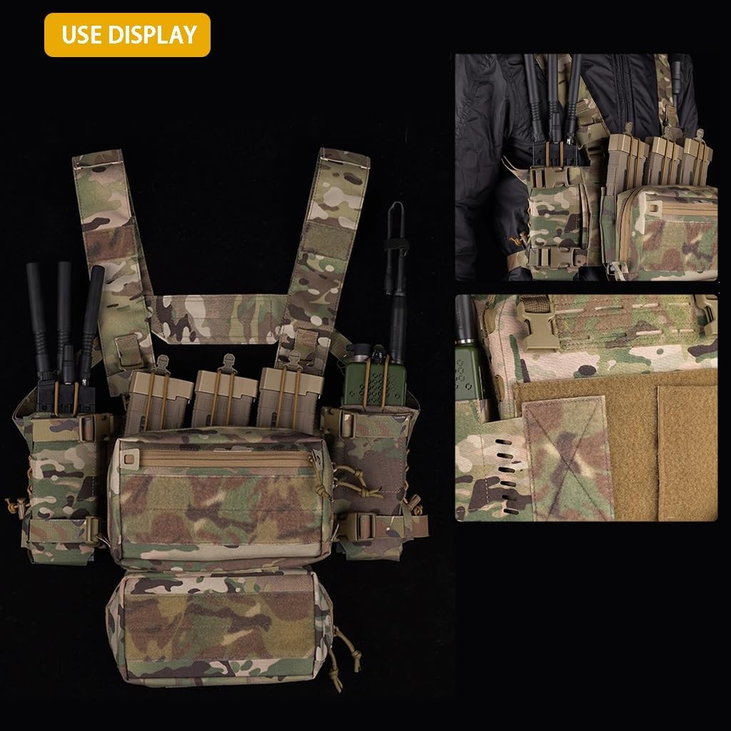 2PCS - Tactical Radio Pouch Holster Radio Cases, Universal Adjustable Radio Bag, Side Expansion with Hook and Loop Walkie Talkie Holder for AN/PRC148,152,163