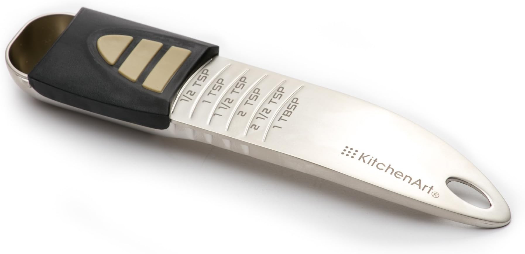 Professional Series Tablespoon, Champagne Satin Measuring Spoon, Adjustable from 1/2 Teaspoon to 1 Tablespoon, White & Black