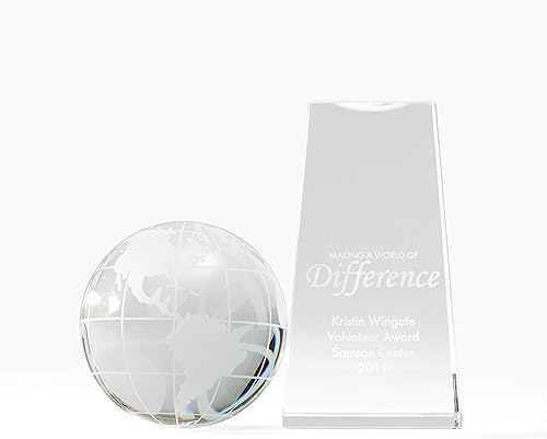 Miniatura 10 de Trofeo grabado  Cristal ejecutivo  Globo señorial en base rectangular  Viene en caja de regalo  Premio para empleados
