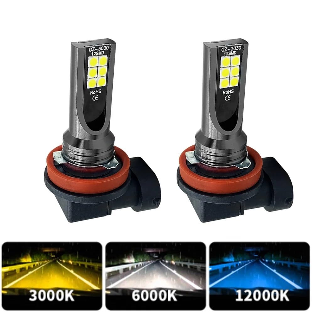 Genérico Luz trasera 2 uds H11 H8 H4 H7 H1 H16 H3 H10 9005 HB3 9006 HB4 luces antiniebla LED para coche 6000K bombillas de faros 3000K 12000K 4300K ​​lámpara para(8000K,H8)