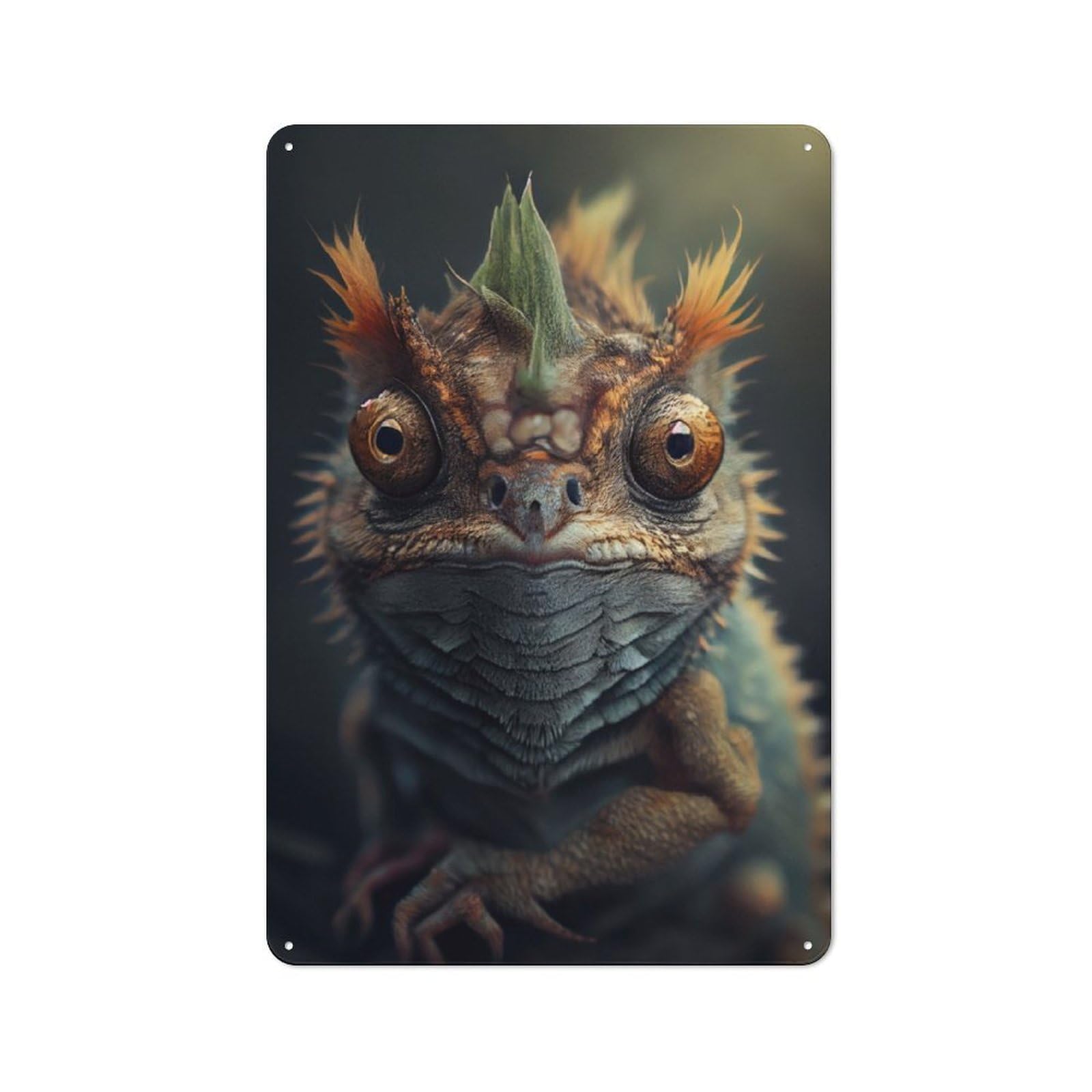 Junmoney Chameleons Colorful Face Rustic Metal Sign 30X20cm For Man Cave Or Games Room, For Vintage Wall Decor Fans, For Garage And Workshop Walls