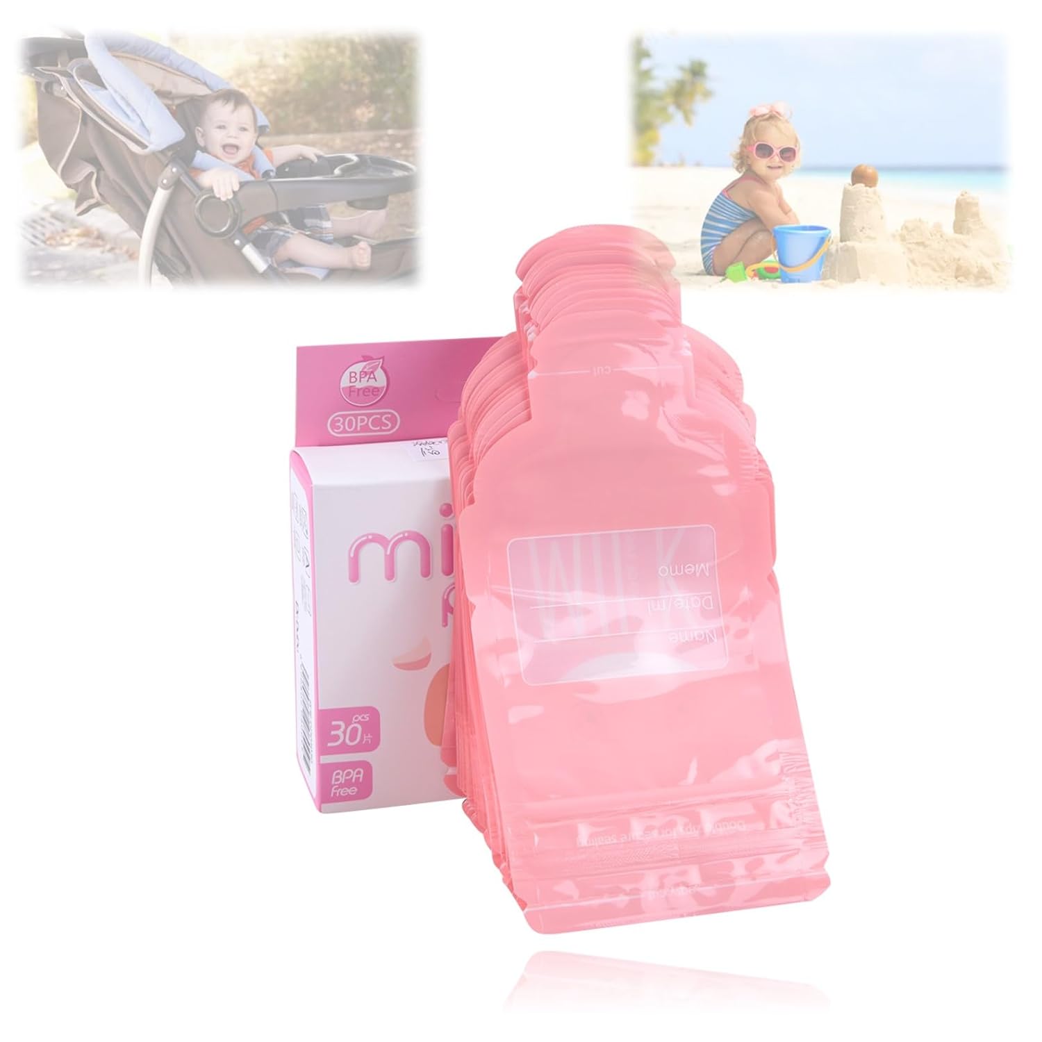 30pcs Pink Milk Powder Storage Bag, Disposable Milk Powder Bags Portable Milk Powder Storage Bag for Day Care and Family Trip