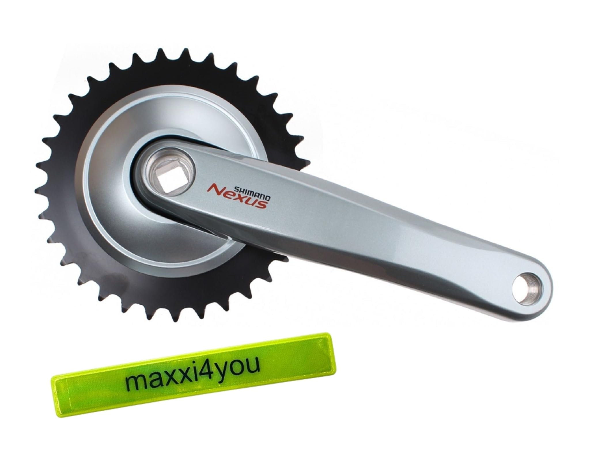 maxxi4you Shimano Kurbelgarnitur Nexus FC-C6000 33 Zähne Silber inkl Reflexband