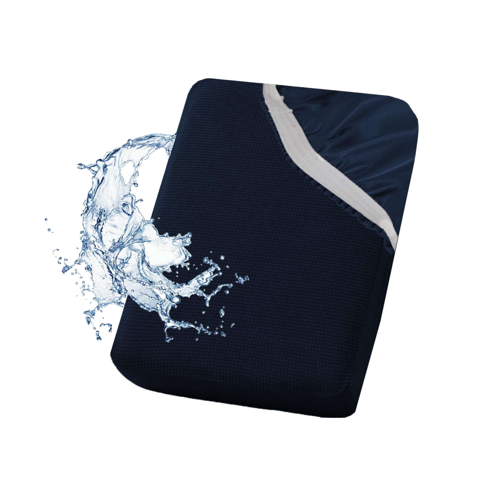 SYLC Waterproof Sofa Cushion Cover, Non-slip Sofa Seat Cushion Covers with Ties, Stretch Couch Cushion Covers Replacement (Navy Blue,W 70-90 cm, D 70-85 cm)