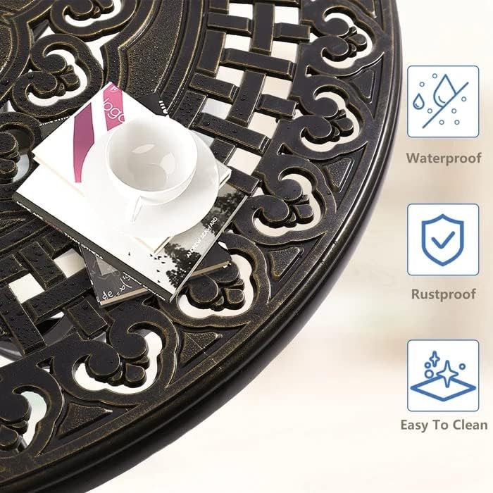 Miniatura 2 de Patio Dining Table,Cast Aluminum Patio Table with Umbrella Hole, Outdoor Bistro Table for Backyard, Garden, Patio