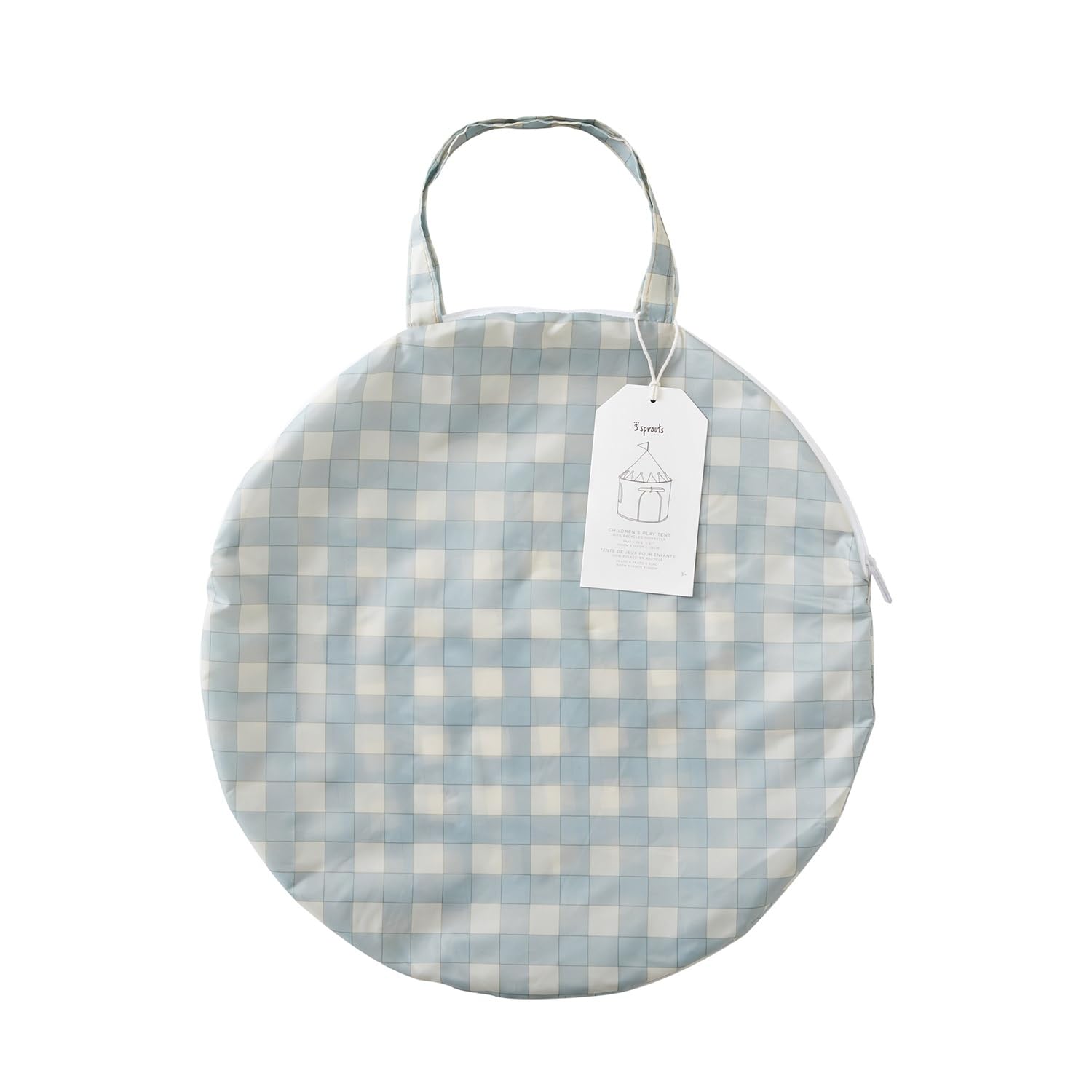 3 Sprouts, Tenda da Gioco per Bambini, Realizzata in Poliestere Riciclato, Ideale per Giocare in Cameretta e in Sala Giochi, Colore Gingham Blu, 100x100x135 cm