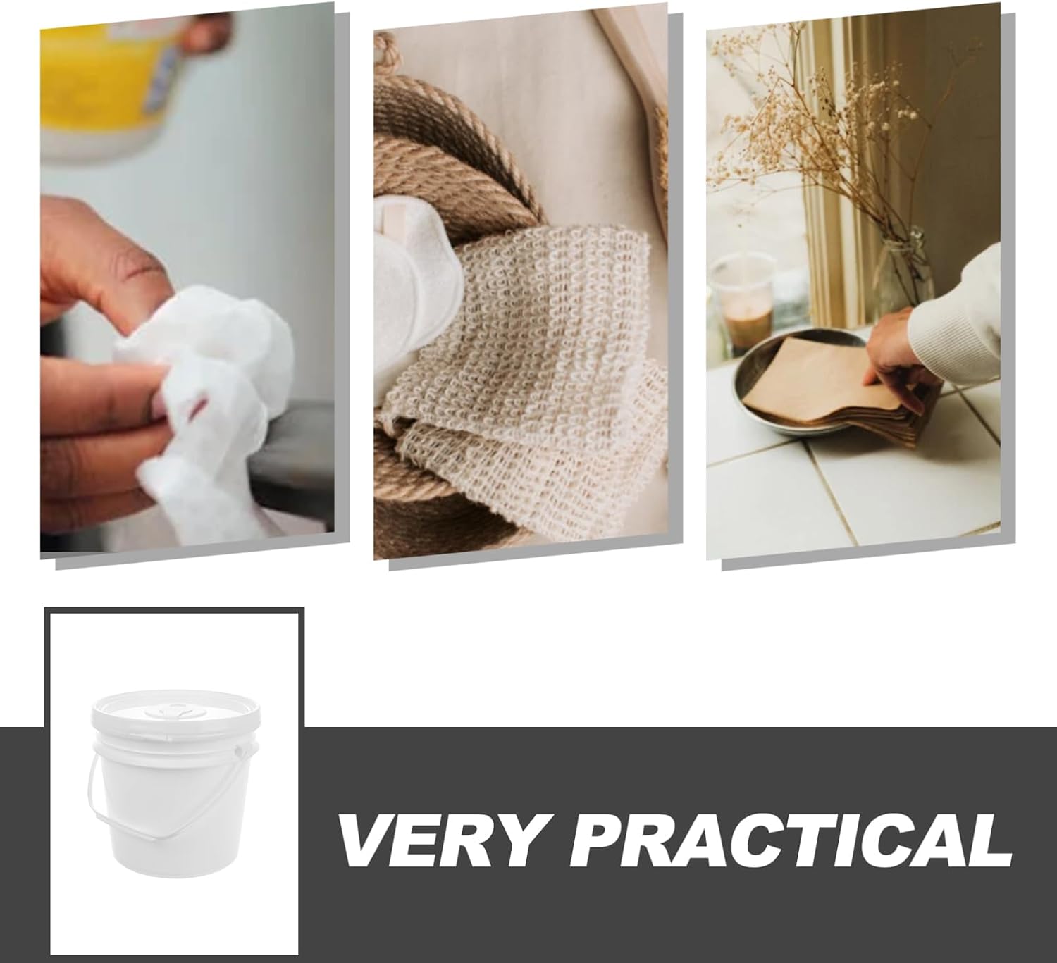 BESPORTBLE Portable Car Wipes Dispenser, Large Capacity Wet Tissue Holder, Flushable Wipes Container, White, 8.07 x 8.07 x 7.67 Inch, Plastic