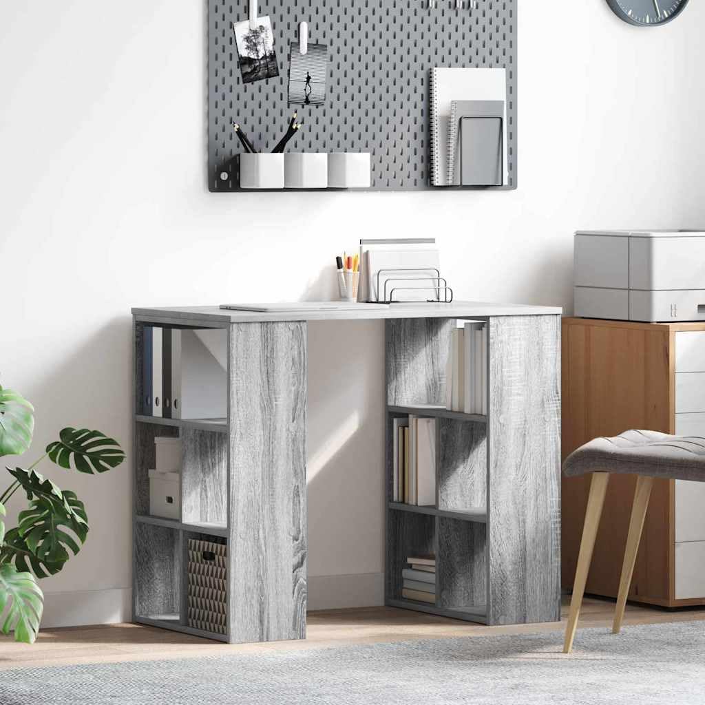 Moderner Schreibtisch mit Arbeitsplatz Sonoma 90 x 50 x 75 cm Holzwerkstoff und integrierten Regalen für Büroorganisation