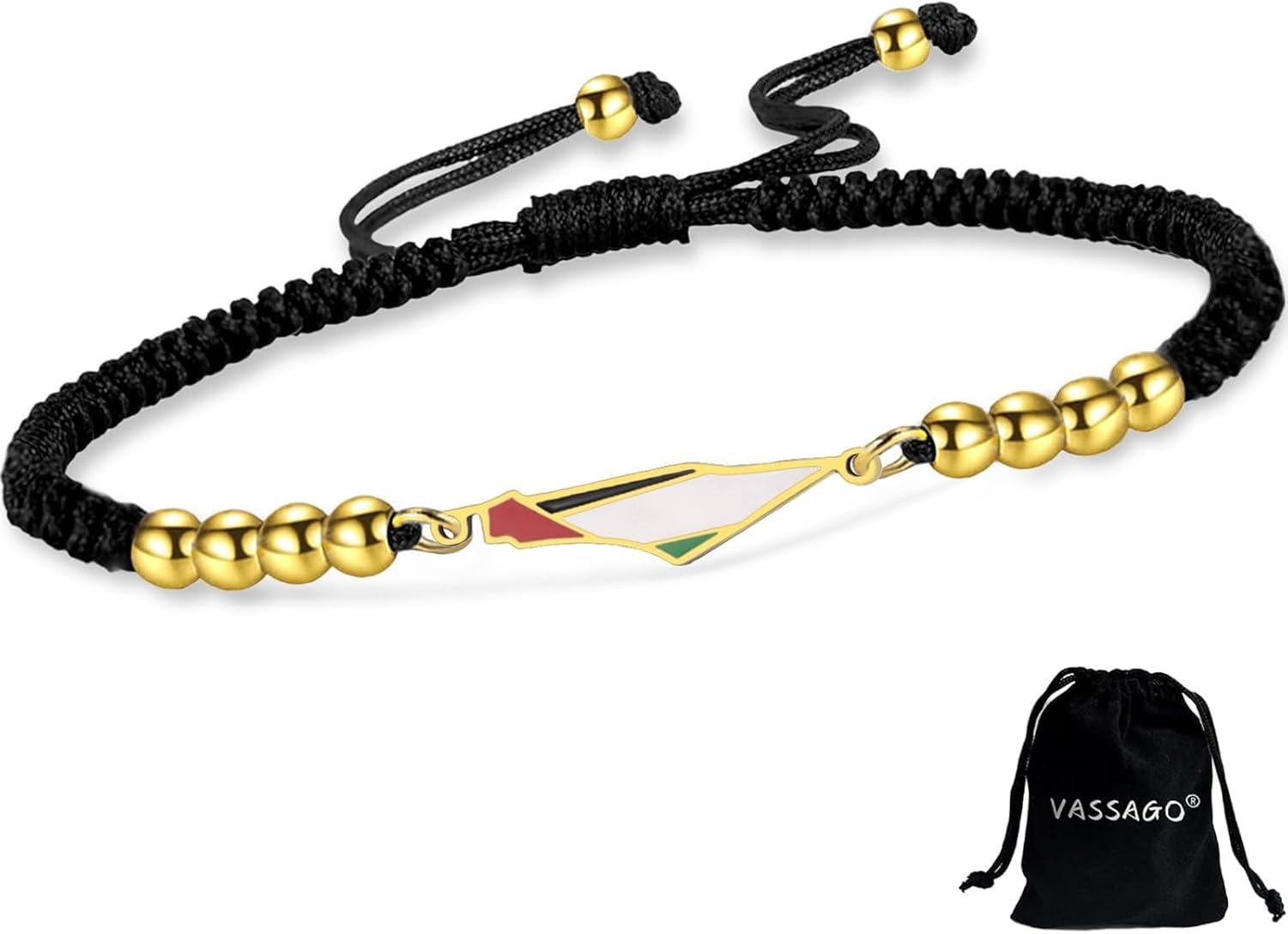 Faozhuo Palestine Country Map Flag Bracelet Handmade Adjustable Braided Rope String for Women Men Stainless Steel Patriotic Jewelry Gift, G-B string