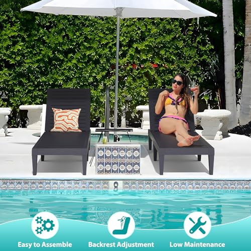 image for Hoiplu Outdoor Chaise Lounge Chair Set of 2 for Poolside Patio, Water-
