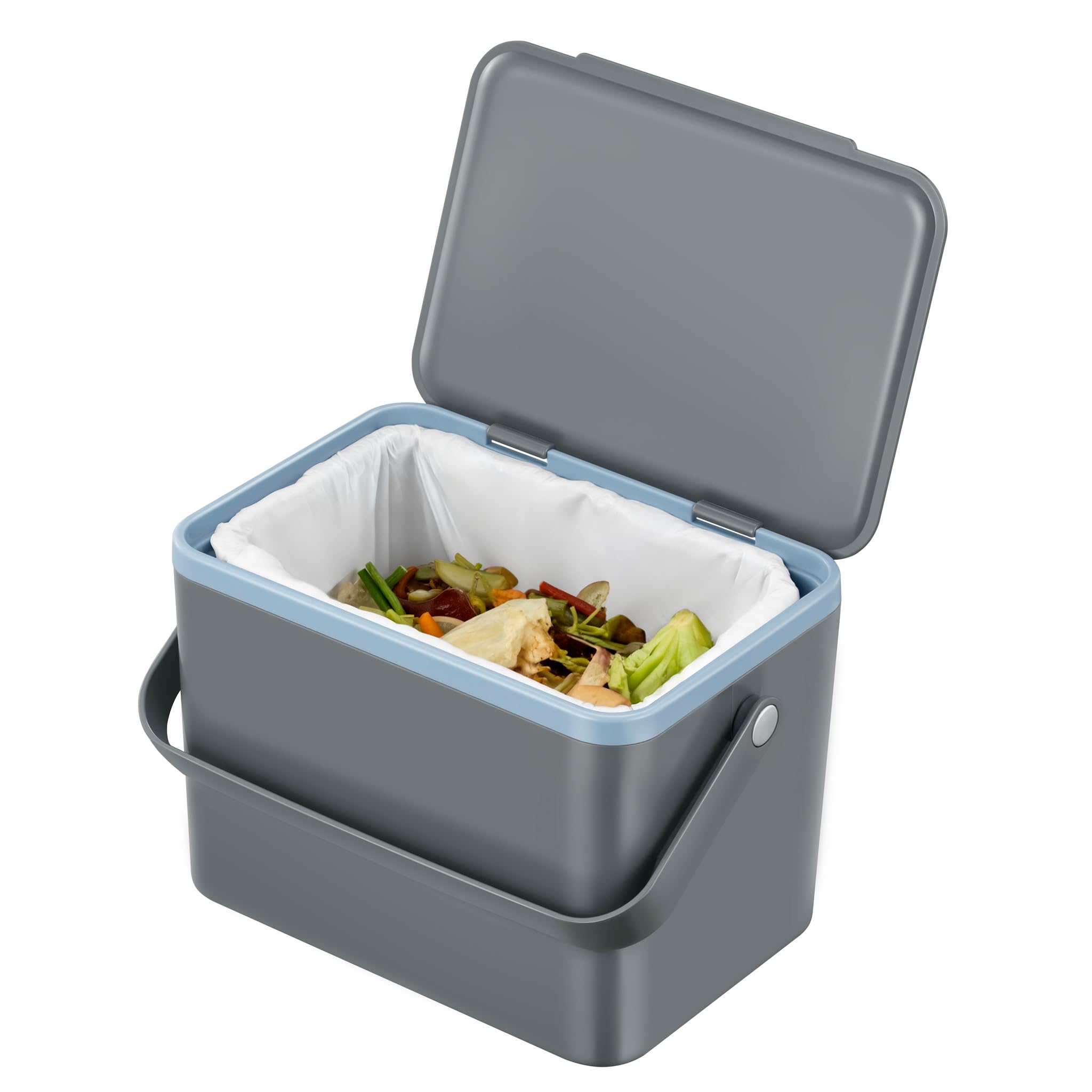 EKO Food Waste Compost Bin, Kitchen Countertop Food Waste Caddy,Compost Bin with Lid, Grey, 4 Litre