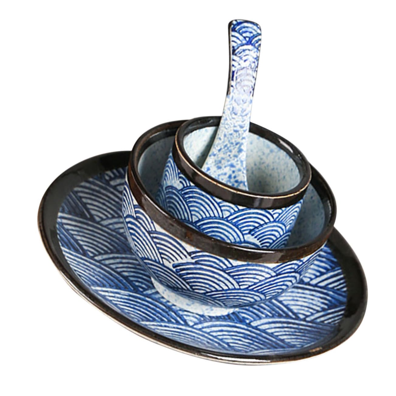 Ensemble bol et plat céramique lave-vaisselle design japonerie