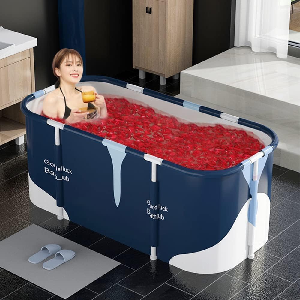 PIPULSE Portable Folding Soaking Bathtub – Collapsible Freestanding Spa for Adults, Separate Family Bathroom, Thickened Design to Retain Heat with Hot Foam for Comfortable Bathing(MILK) 3