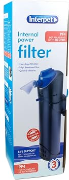 Interpet Internal Aquarium Fish Tank PF4 Power Filter, Cleans Water, for Coldwater & Tropical Aquariums Up to 182 Litre