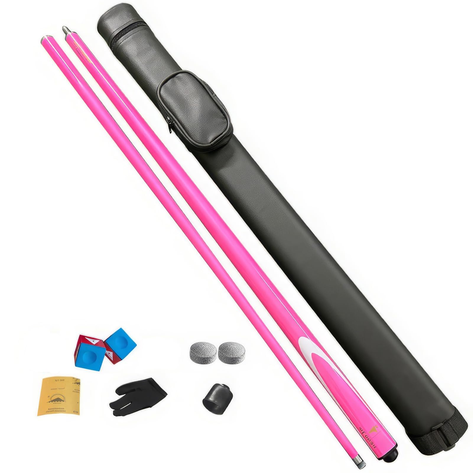 HTDRE Premium Snooker Cue - 58 Inch Carbon Fibre Billiard Cue Stick with 1/2 Joint, Includes Hard Bag & Chalk for Billiards Fans