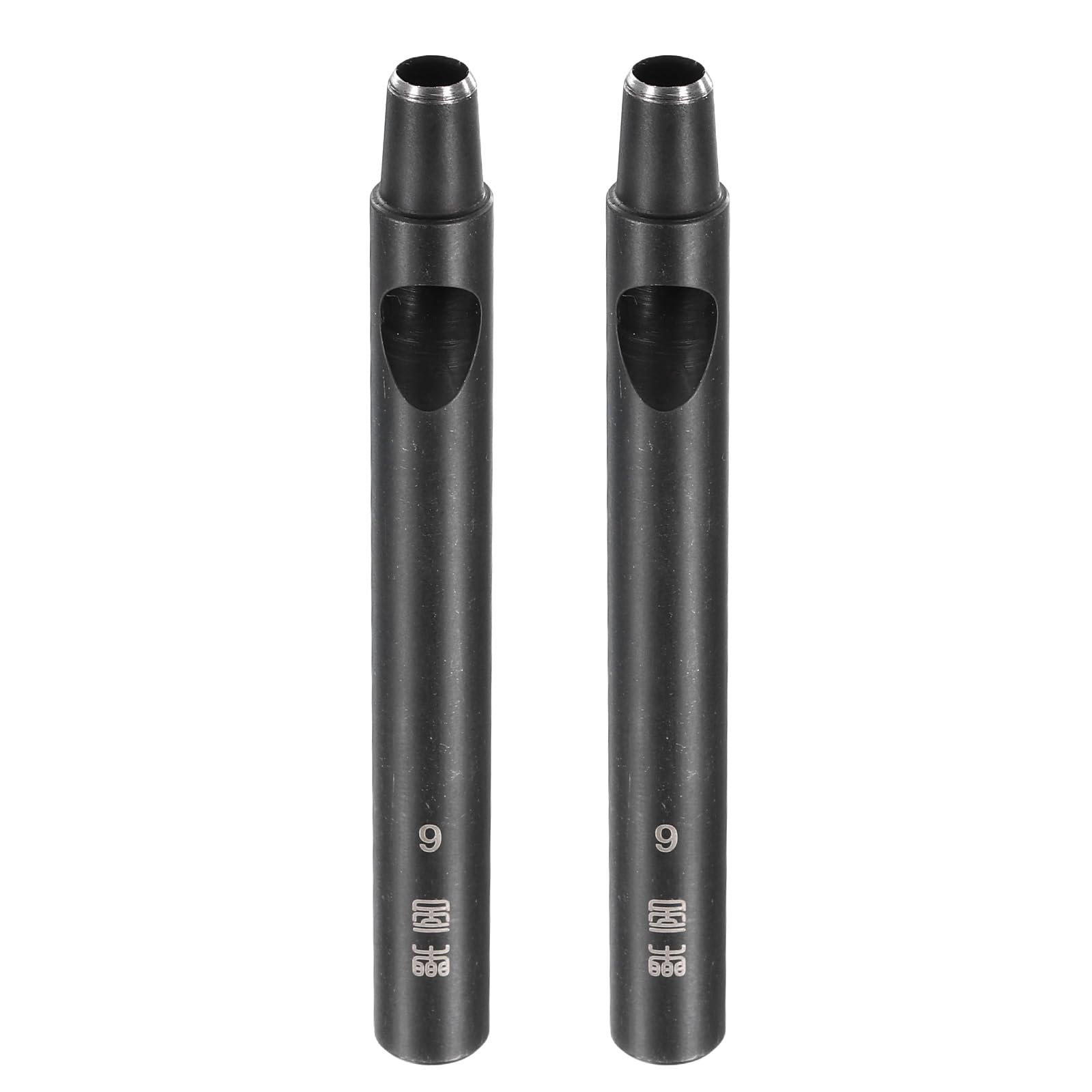 sourcing map 2pcs Leather Round Hole Punch, 6mm Hollow Hole Puncher Carbon Steel Circle Hole Punching Cutting Tool for Belt/Leather Craft DIY