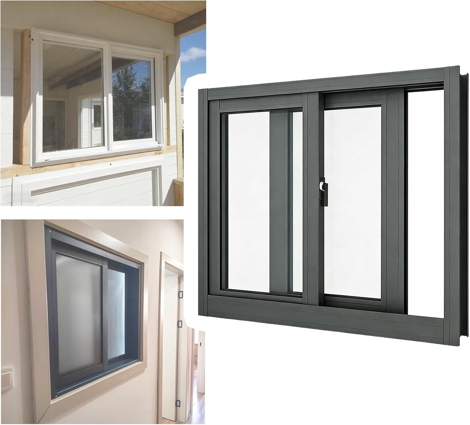 Sliding Aluminum Basement Window Replacement, Horizontal Ventilation Tempered Glass for Houses Garages Shed(White,30x28in/76x71cm(WxH))
