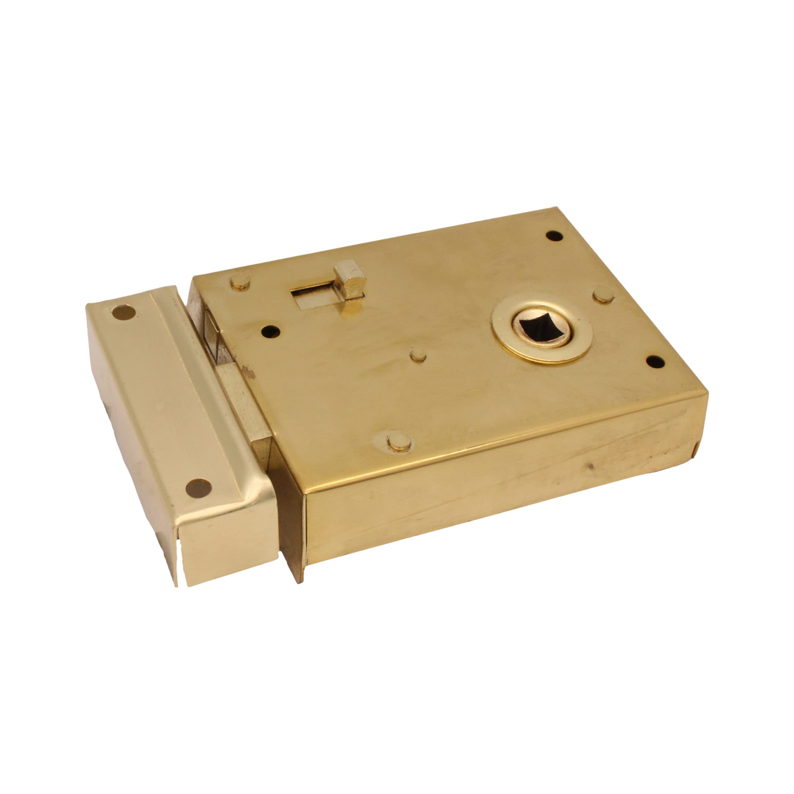 Eai Brass Plated Rim Latch Snib Lock Electro Brass Surface Mounted Lock For Bathrooms 105 X 82Mm