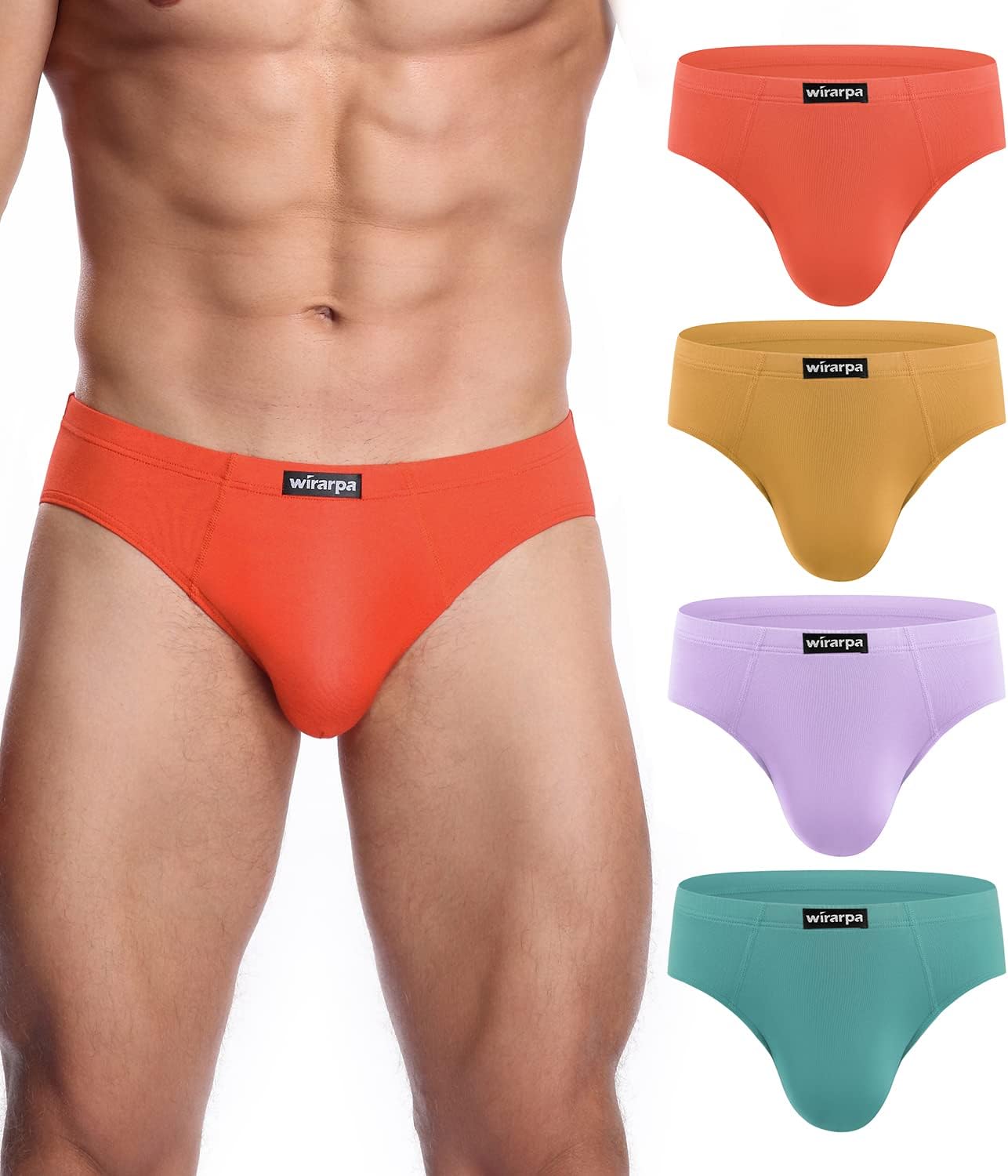 Men's Modal Briefs Underwear Soft Microfibre Underpants No Front Silky Touch Slips Covered Waistband Multipack