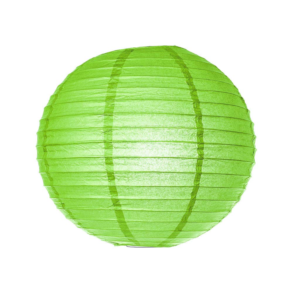 Luna Bazaar Paper Lantern (14-Inch, Parallel Style Ribbed, Green) - Rice Paper Chinese/Japanese Hanging Decoration - for Home Decor, Parties, and Weddings