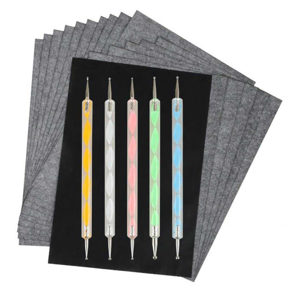 Goodern 100 Sheets Black Carbon Transfer Papers with 5pcs Embossing Stylus,Tracing Paper for Drawing,Carbon Copy Paper Kit,Graphite Papers for Transfer Pattern on Wood,Fabric,Canvas,Hand Painting