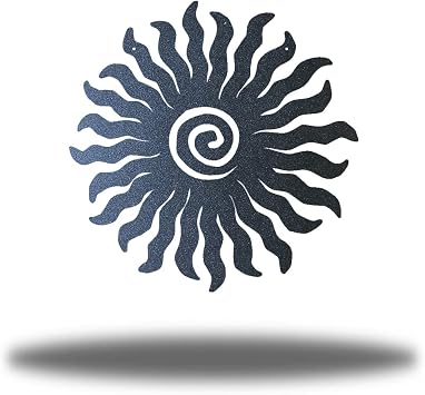 Riverside Designs Sunburst Metal Wall Art Steel Outdoor Decor - Heavy-Duty and Waterproof - Made in USA Black, 12" L x 12" W