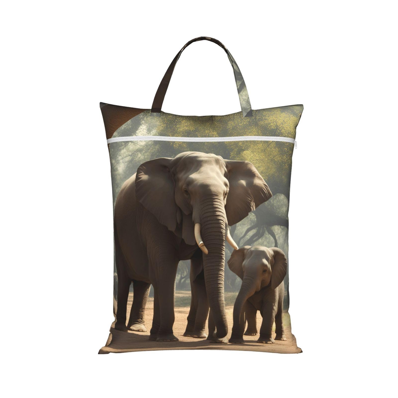 Elephant Print Travel Laundry Bag Foldable Lightweight Camping Beach Dorm Weekend Getaways