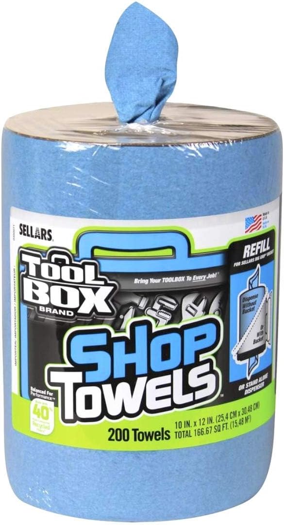Toolbox 5520701 Big Grip Z400 Bucket Blue Shop Towel Refills, 10"x12", 200-count