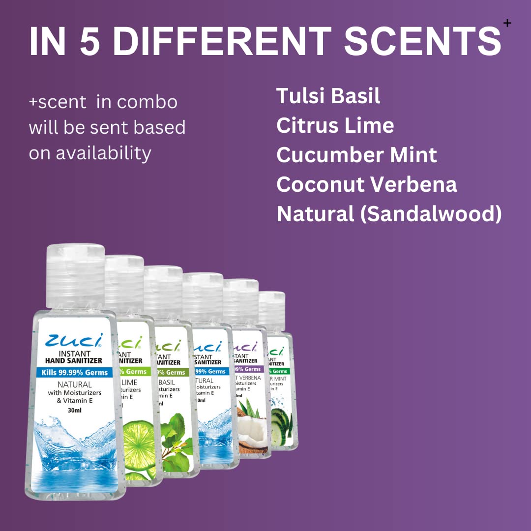 Zuci Natural Scented Hand Sanitizer | Instant Germ Protection | Alcohol Gel-Based | Travel-Friendly - 30ml x 12 3
