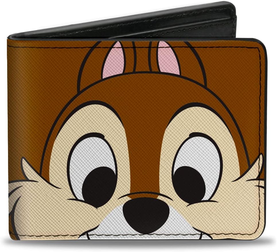Wallet Bifold PU Chip n Dale Chip Face Close Up and Autograph Brown