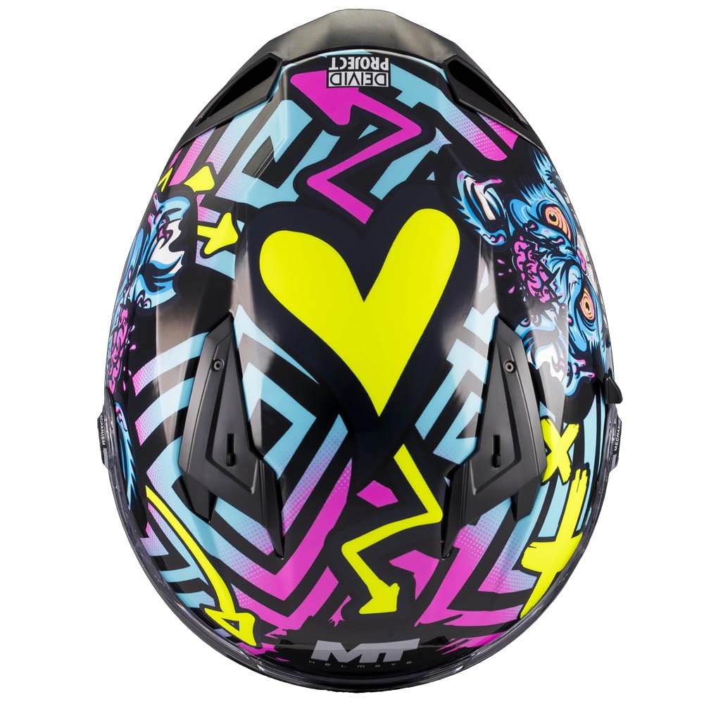 MT Helmets Braker SV Designed Crazy Teddy Azul 2026 - Casco de Moto Integral con Visor Solar, para Hombre y Mujer, Homologado ECE 22.06