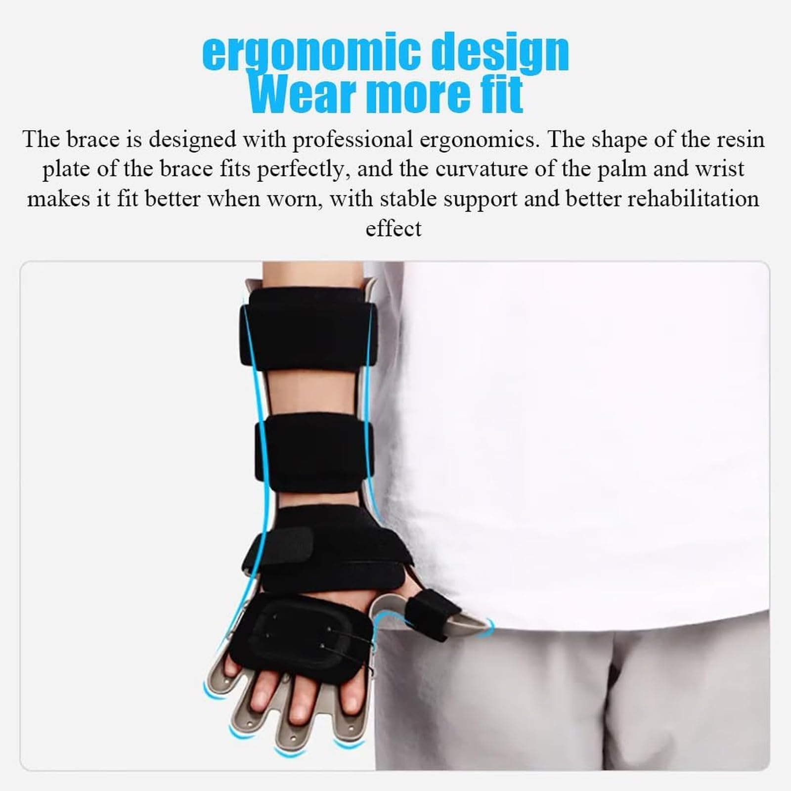 EKSED Placa de extensión de férula para Dedos, Dispositivo de rehabilitación de Dedos, Sistema de Cordones Boa, fijación de Cuatro presiones, Banda elástica Ajustable, para accidente cerebrovascular