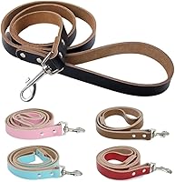 Vista 3 de Buttery Soft Genuine Dog Leather Collar & Leash Set Heavy duty collar for small medium and large dogs, Comfortable Leather (Black Small-14 inch)