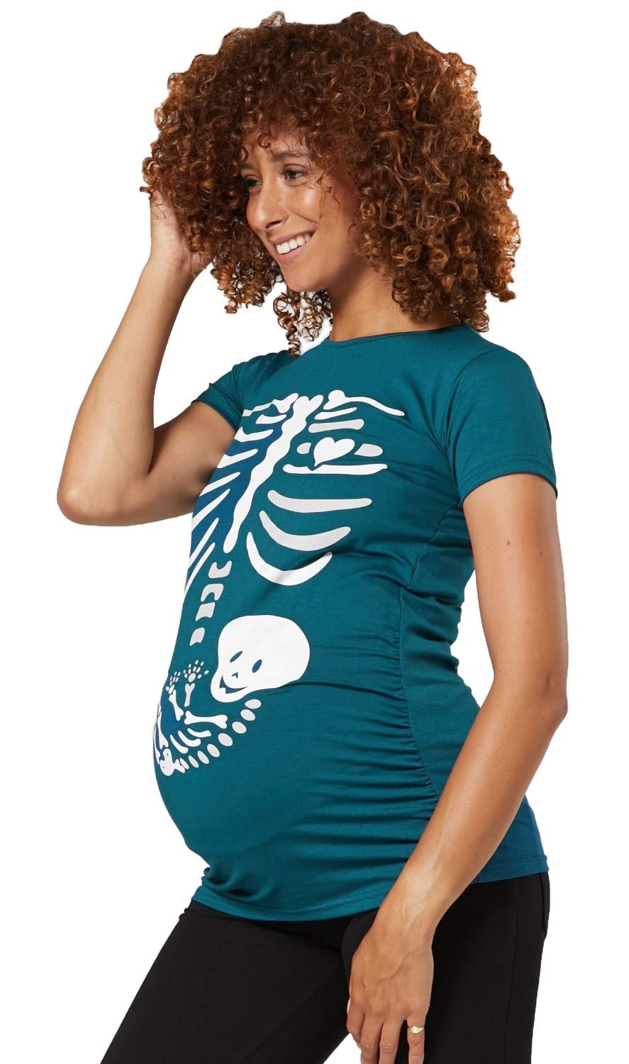 T-shirt Maternité Squelette Bébé – Jersey Stretch Doux – Manches Courtes – Taille 34/36 – Pour Grossesse