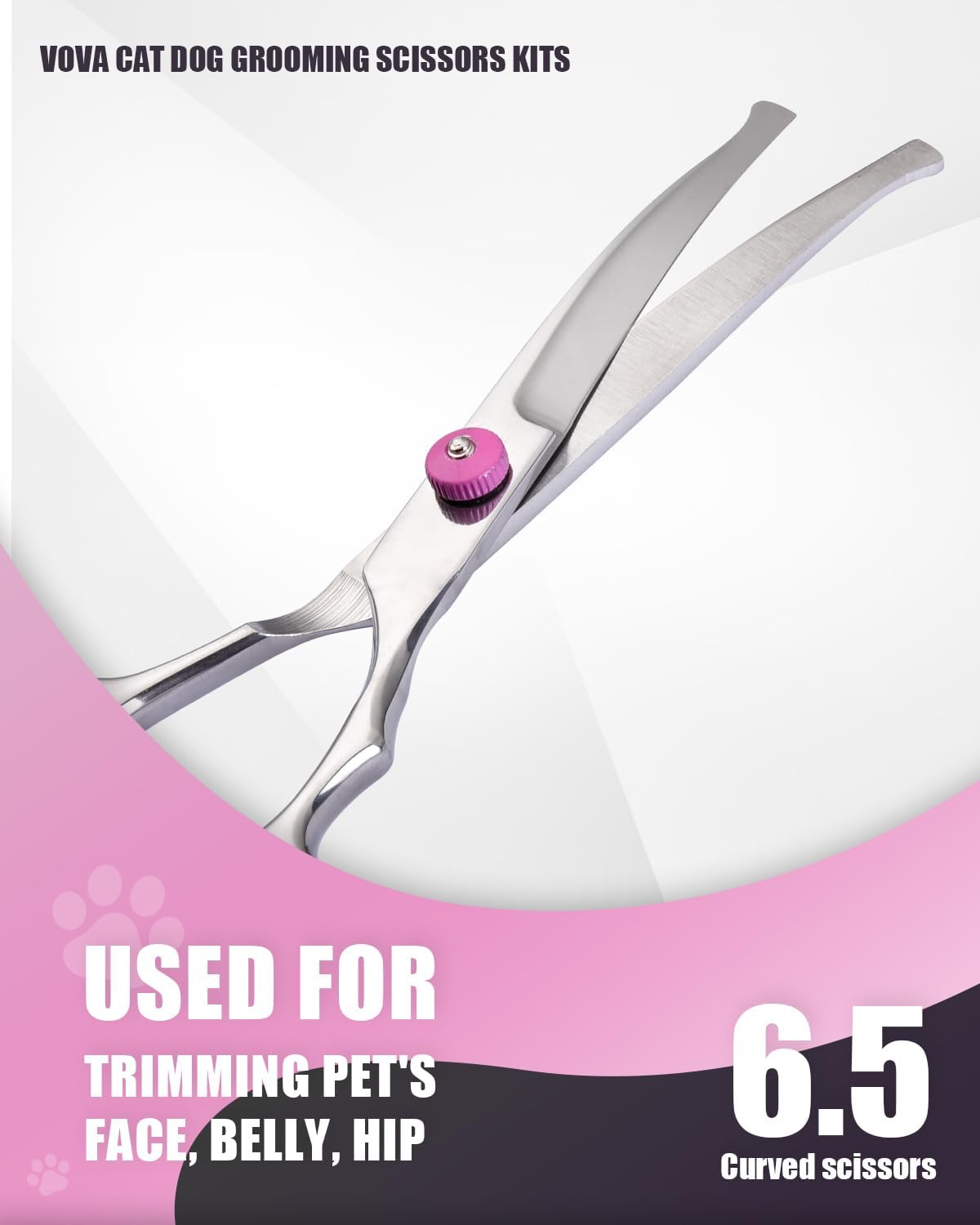 VOVA Pet Hair Clippers Scissors Set,Dog Grooming Scissors Kits with Safety Round Tips, Heavy Duty Stainless Steel Pet Shears for Cats Dogs