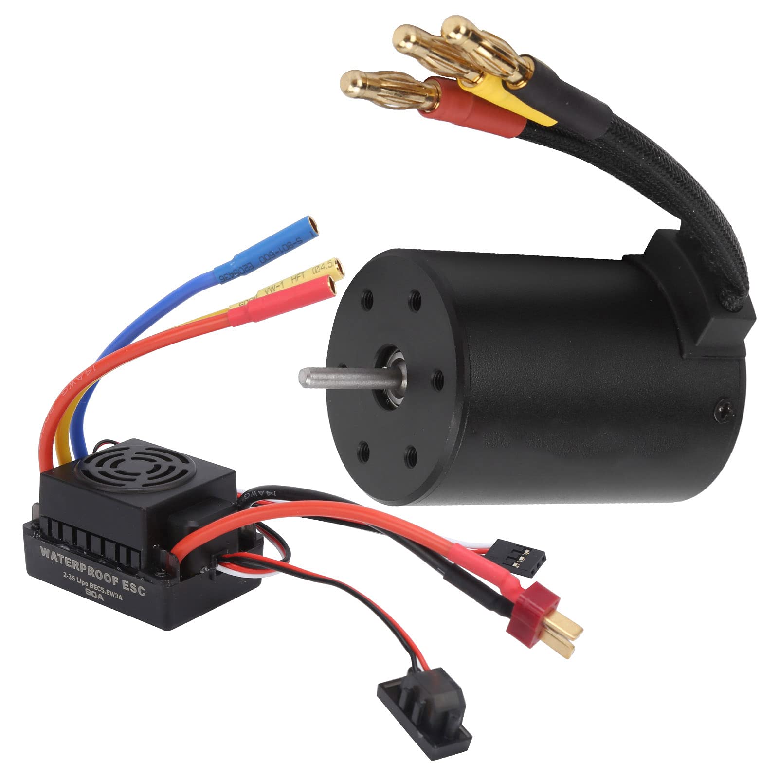 Juego de motor sin escobillas RC, 60A ESC sin escobillas + Motor sin escobillas a prueba de agua 4500KV 1/8 1/10 Accesorio de camión RC