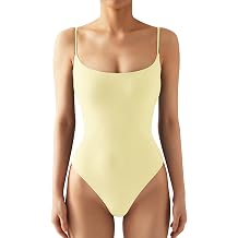 SUUKSESS Women Sexy Square Neck Thong Bodysuit Backless Cami Bodysuit Top