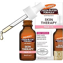 帕尔默的可可脂配方保湿皮肤治疗油,含维生素 E、C 和 10 种纯面部油混合物,玫瑰果油香,1 盎司