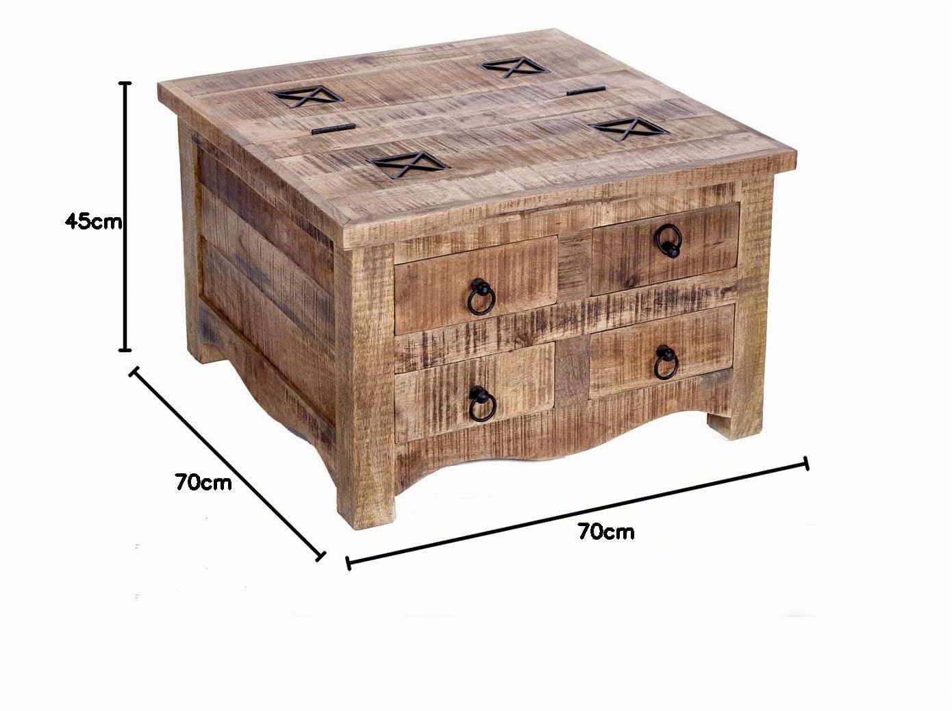 Couchtisch IRON CRAFT 70cm - natur - Holz - handgefertigt robust