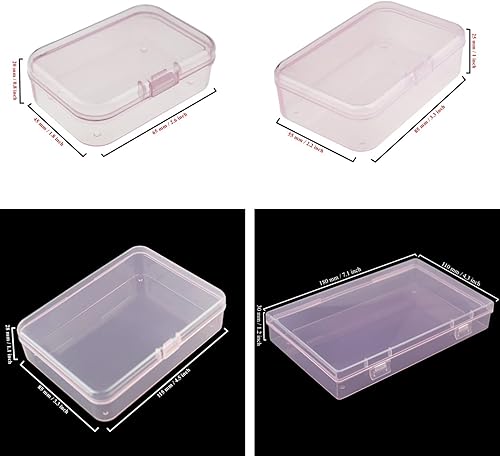 Miniatura 9 de Goodma 36 contenedores rectangulares vacíos de plástico con tapas con bisagras para objetos pequeños y otros proyectos de manualidades (transparente)