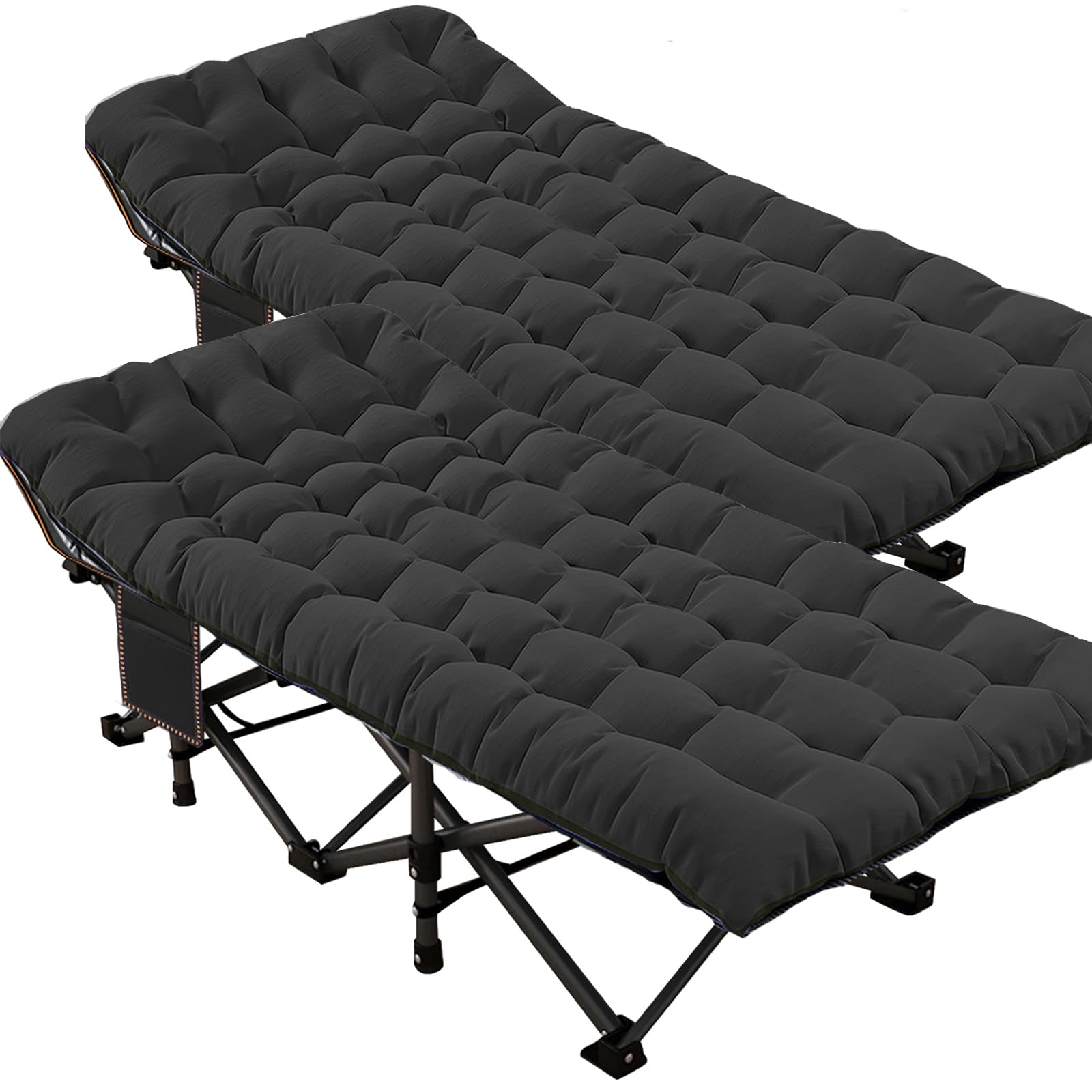 DoCred Oversized XXL Folding Camping Cot with Mattress, 2 Pack 32" Wide Cot