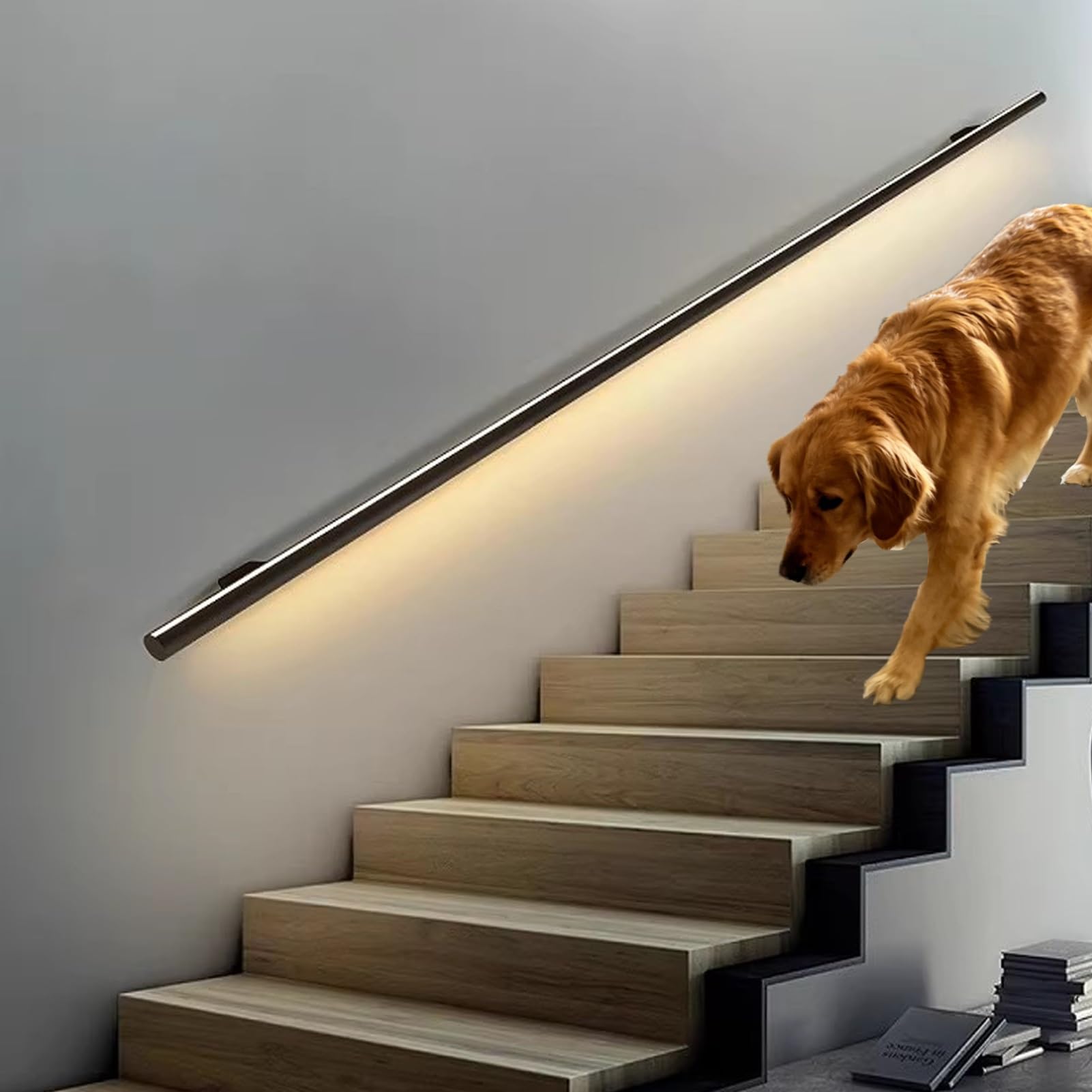 Barre d'appui escalier LED lumineuse en aluminium pour éviter les chutes nocturnes