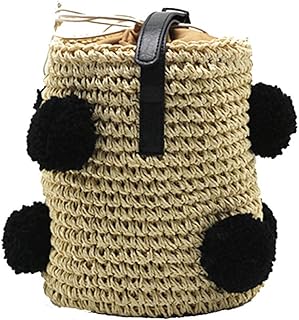 Borsette a cilindro stile estivo con pompon di ciliegia Borsa da spiaggia tessuta per capelli boho boho indiano Borsa da spiaggia tessuta