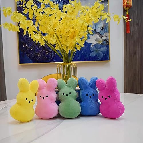 Miniatura 8 de TOPORTY Peluche de Pascua Peep de 6 piezas de peluche de conejo de Pascua, lindo animal conejito de peluche, juguete de escritorio para decoración
