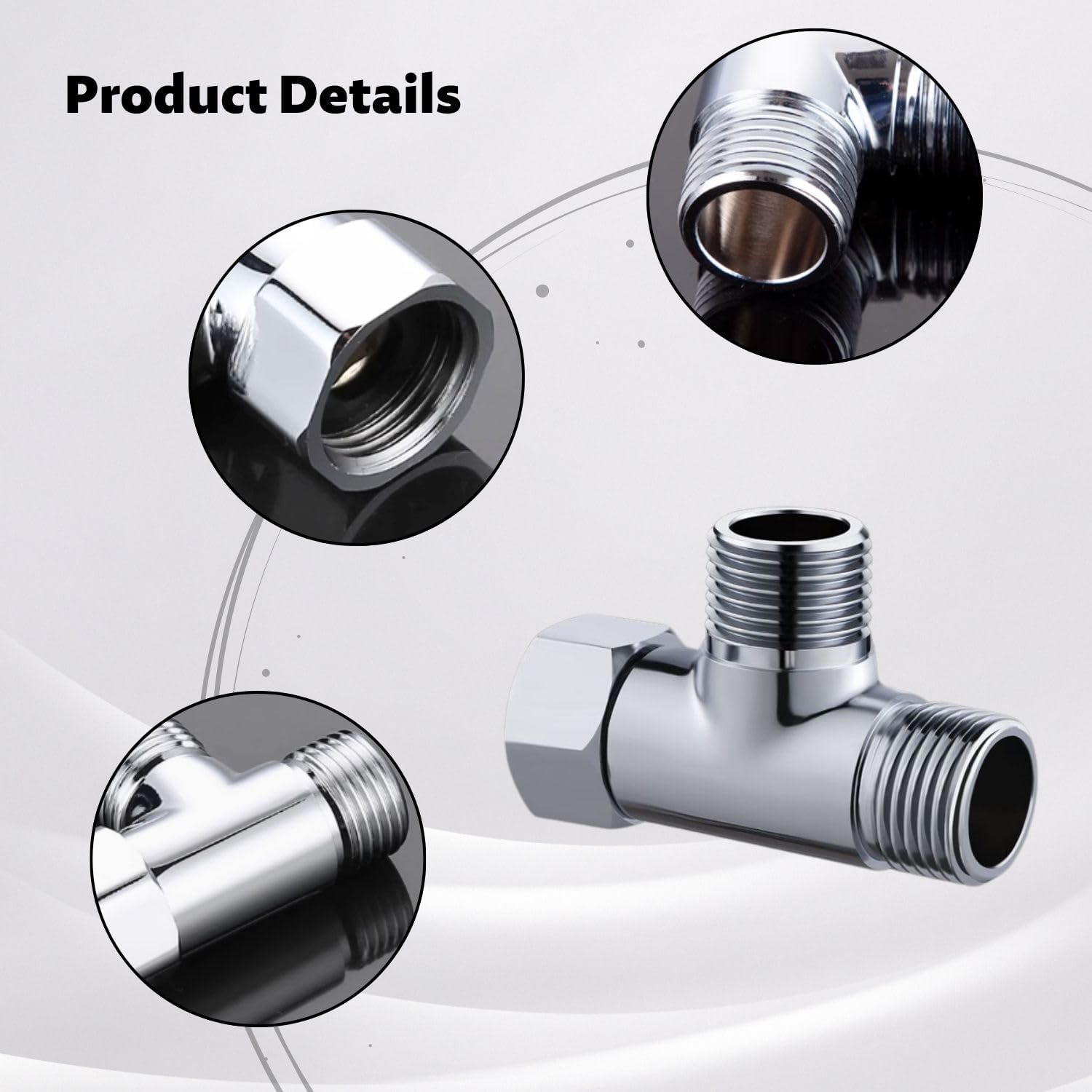 Messing 3-Wege-Adapter G1/2 Zoll, T-Form – Für Badewanne, Dusche, WC-Sprüher, Einfach Montierbar & Dicht