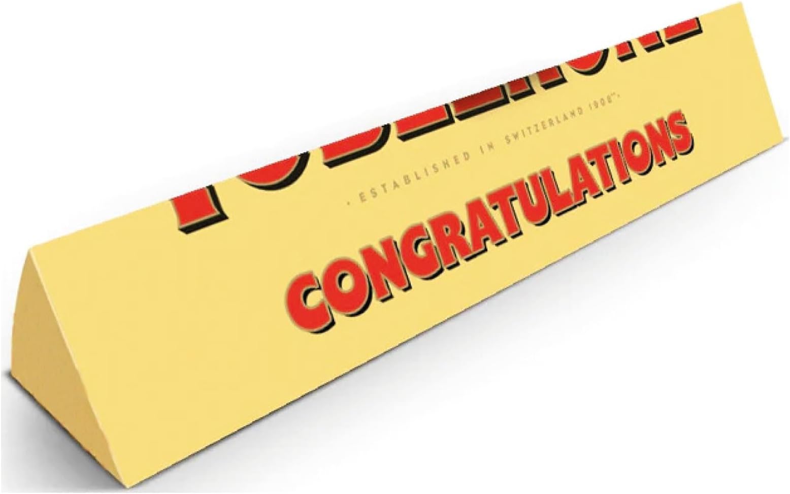 Personalised Milk Chocolate Toblerrone With Honey Almond Nougat 100g || Delicious Toblerrone chocolate, with an adorable Personalised Message (Congratulations)