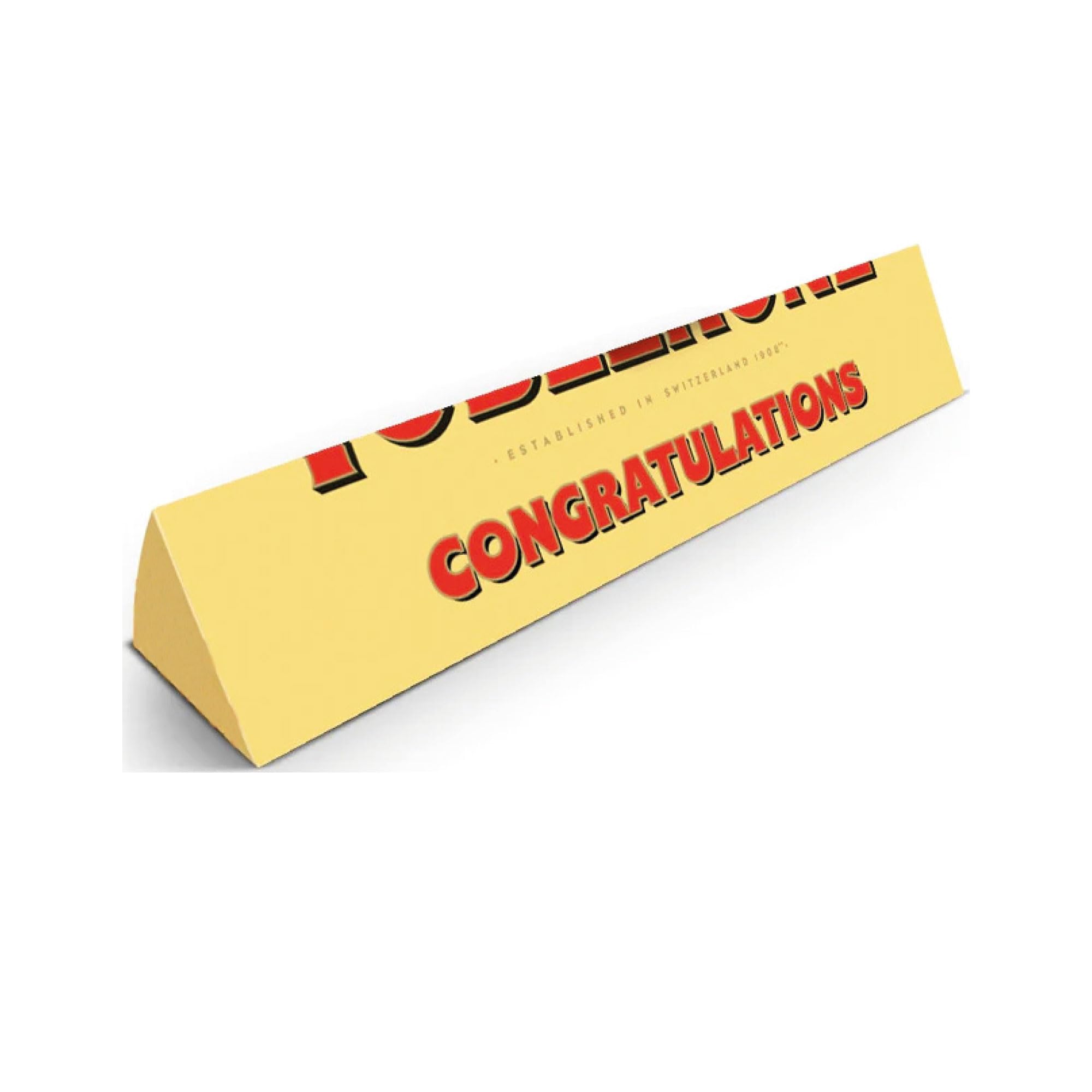 Personalised Milk Chocolate Toblerrone With Honey Almond Nougat 100g || Delicious Toblerrone chocolate, with an adorable Personalised Message (Congratulations)