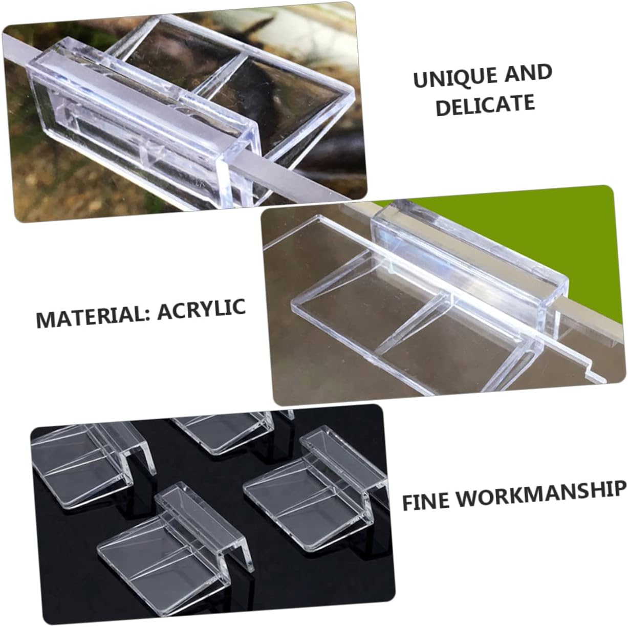VANZACK Stable Performance Acrylic Material Aquarium Bracket 10pcs Clips for Lid Easy to Clean and